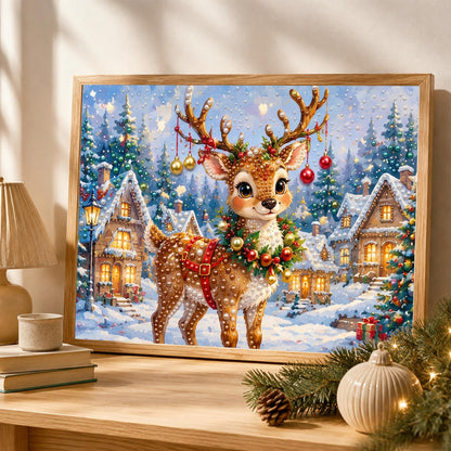Reindeer with Bauble-Hung Antlers pearl painting – image 4