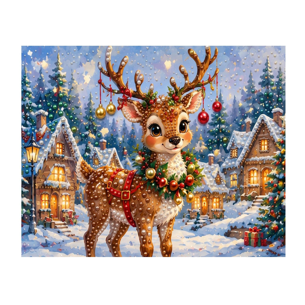 Reindeer with Bauble-Hung Antlers pearl painting – image 11