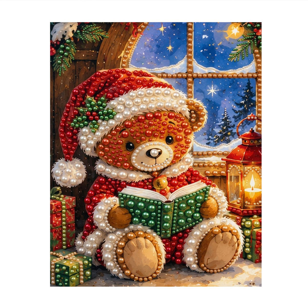 Teddy Reading by the Window pearl painting – image 11