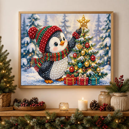 Penguin Crowning the Tree pearl painting – image 3