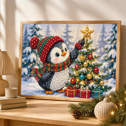 Penguin Crowning the Tree pearl painting – image 4