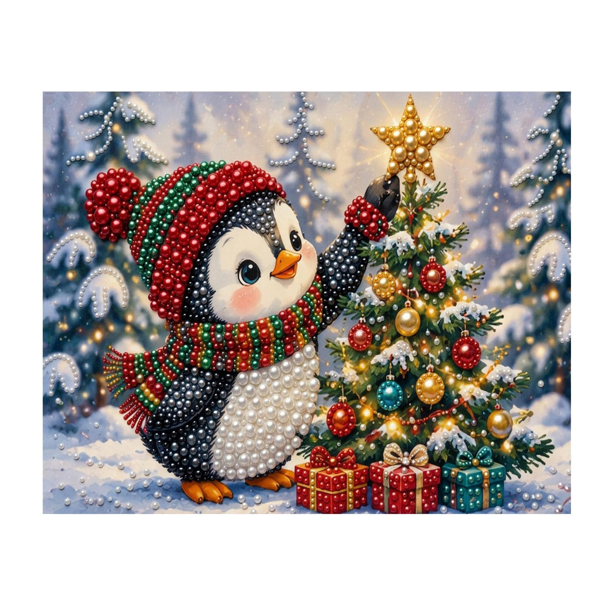 Penguin Crowning the Tree pearl painting – image 11