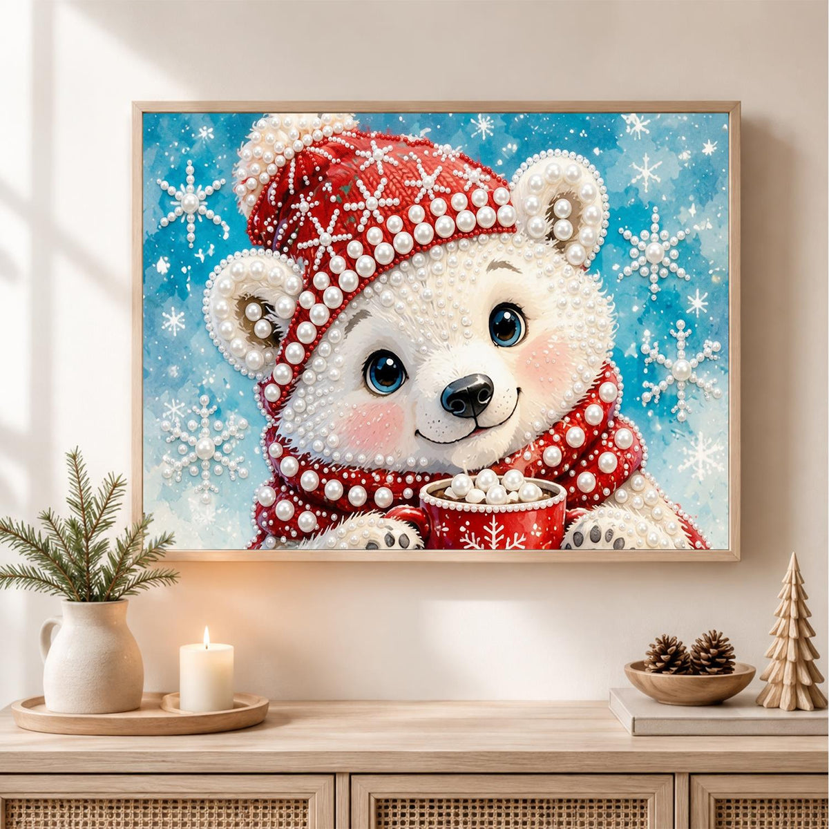 Polar Bear Cub's Cocoa Break pearl painting – image 2