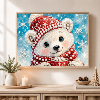 Polar Bear Cub's Cocoa Break pearl painting – image 2
