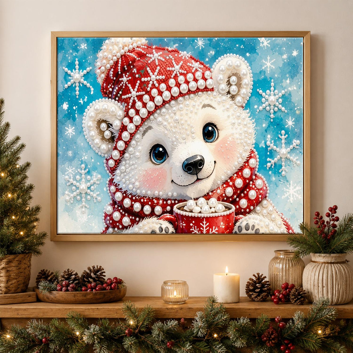 Polar Bear Cub's Cocoa Break pearl painting – image 3