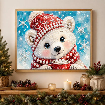 Polar Bear Cub's Cocoa Break pearl painting – image 3