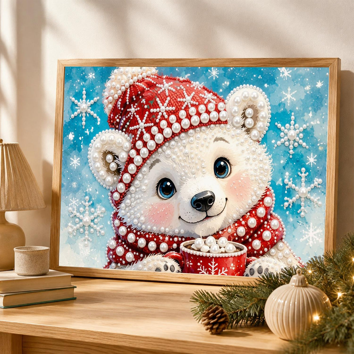 Polar Bear Cub's Cocoa Break pearl painting – image 4