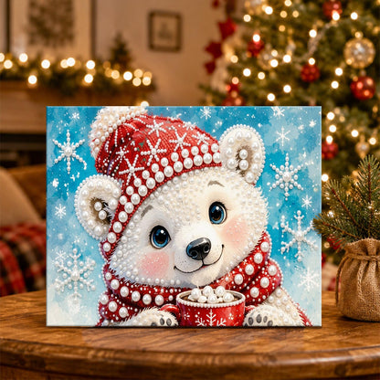 Polar Bear Cub's Cocoa Break pearl painting – image 5