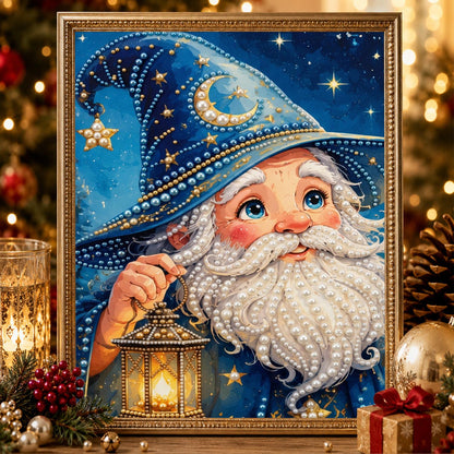 Moonlit Wizard-Hat Santa pearl painting – image 2