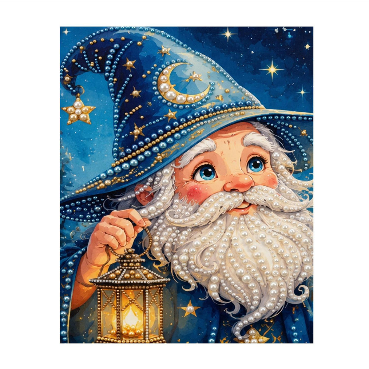 Moonlit Wizard-Hat Santa pearl painting – image 11