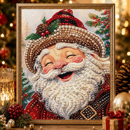 Belly-Laugh Santa with Pine Cone pearl painting – image 2