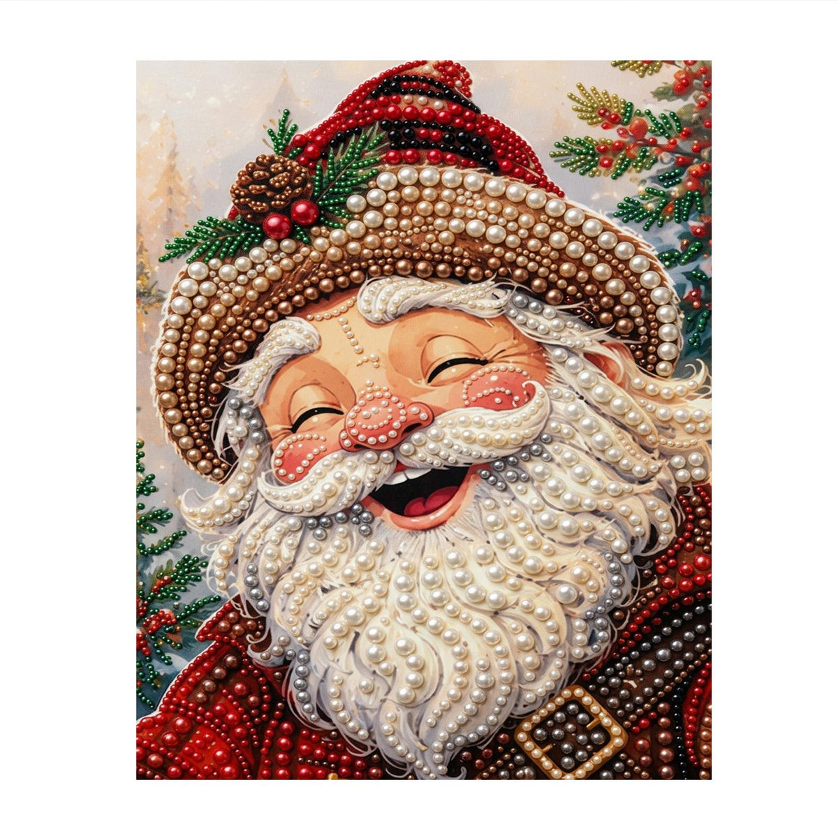 Belly-Laugh Santa with Pine Cone pearl painting – image 11
