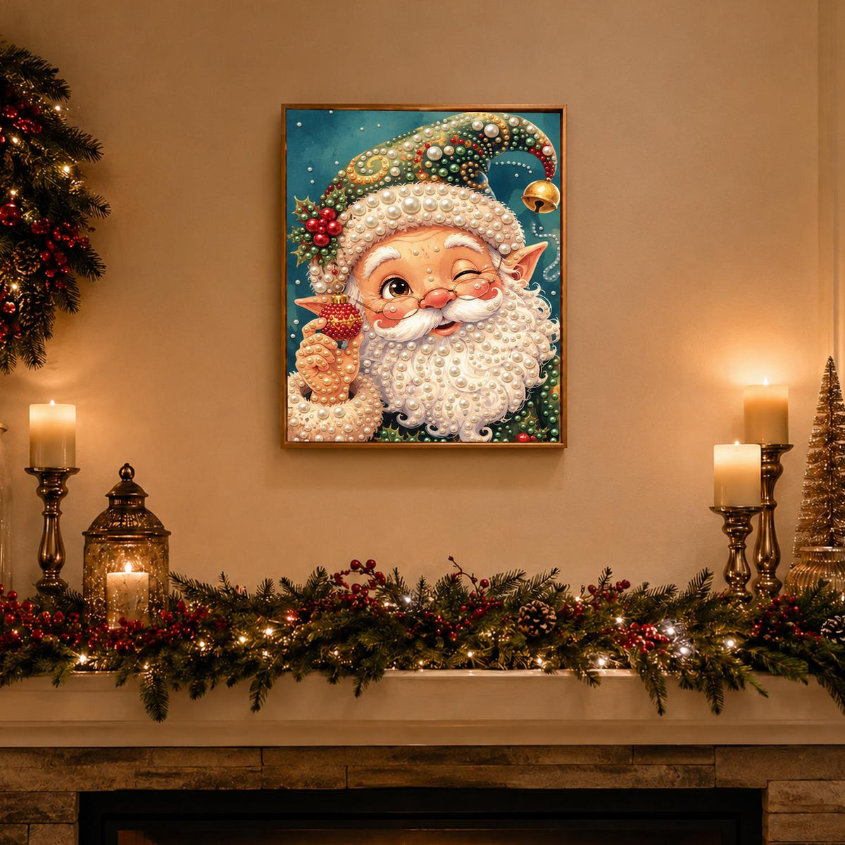 Winking Elf-Eared Santa pearl painting – image 3
