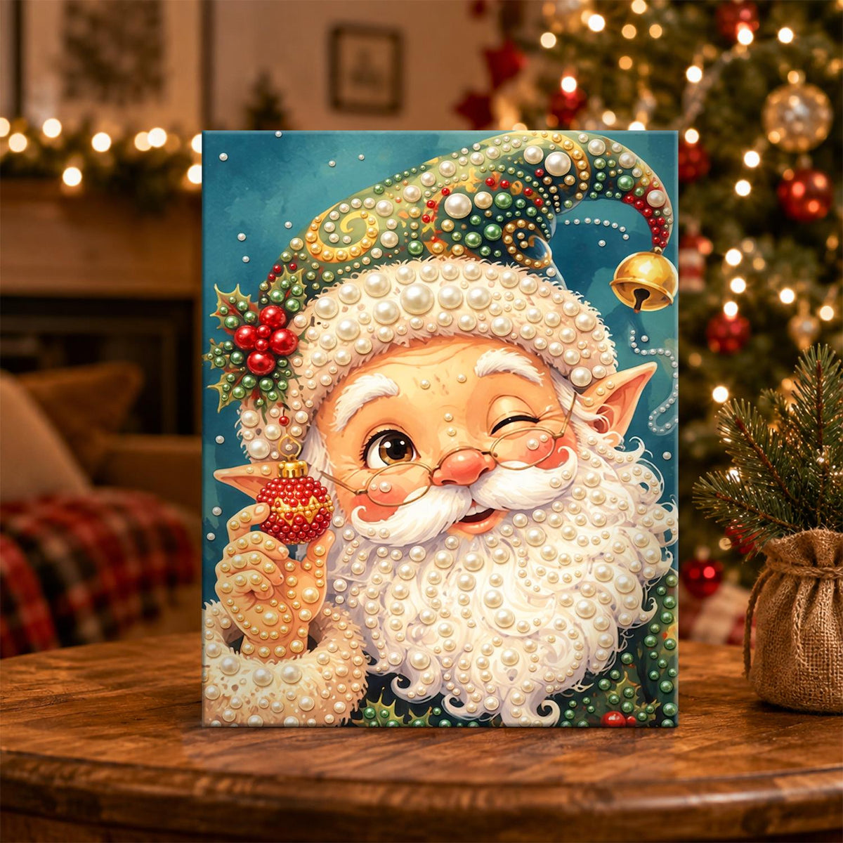 Winking Elf-Eared Santa pearl painting – image 5