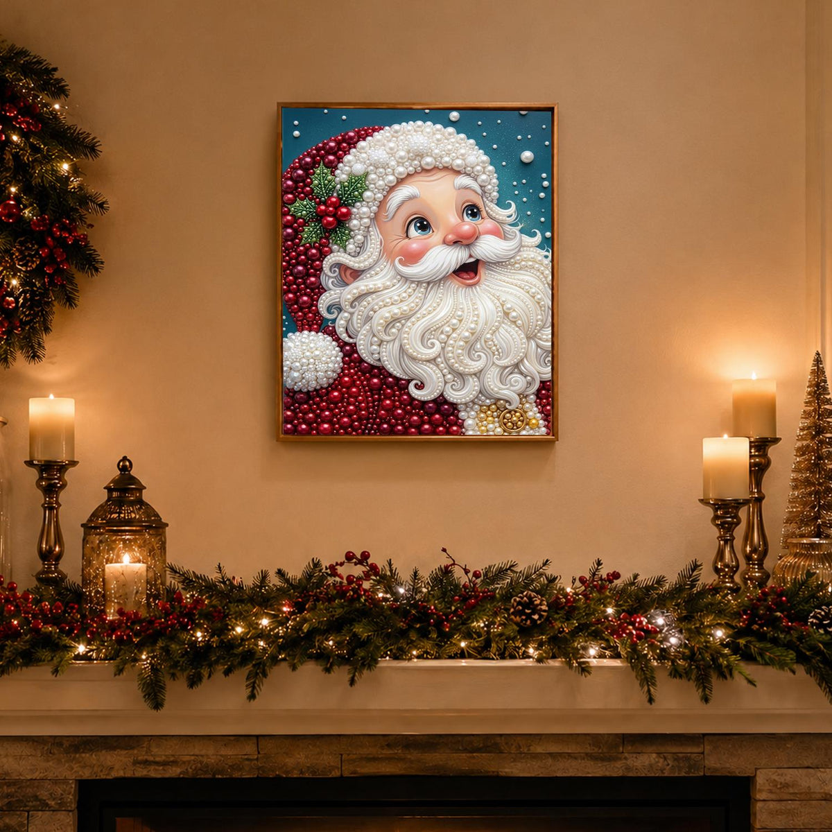 Wide-Eyed Surprised Santa pearl painting – image 3