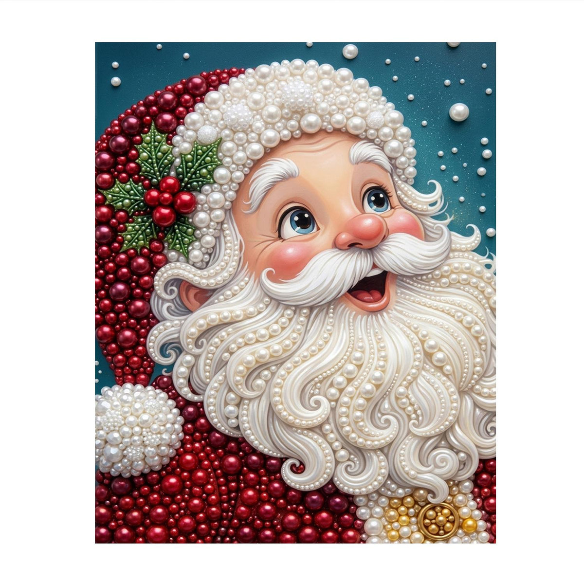 Wide-Eyed Surprised Santa pearl painting – image 11