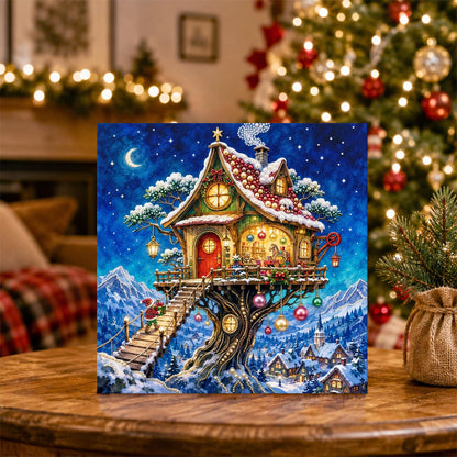 Lantern-Lit Winter Treehouse pearl painting – image 5