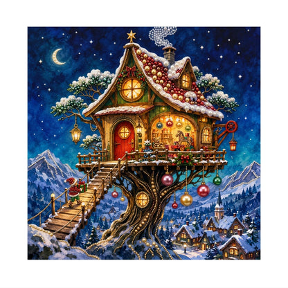 Lantern-Lit Winter Treehouse pearl painting – image 11
