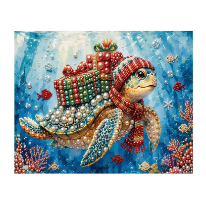 Sea Turtle Carrying Presents pearl painting – image 11