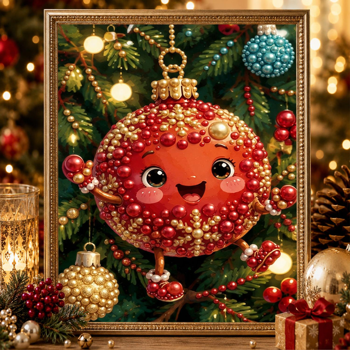 Smiling Red Bauble Buddy pearl painting – image 2
