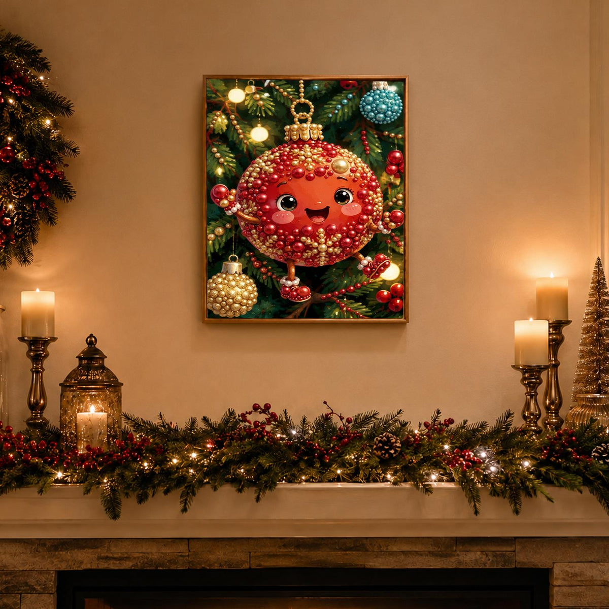 Smiling Red Bauble Buddy pearl painting – image 3