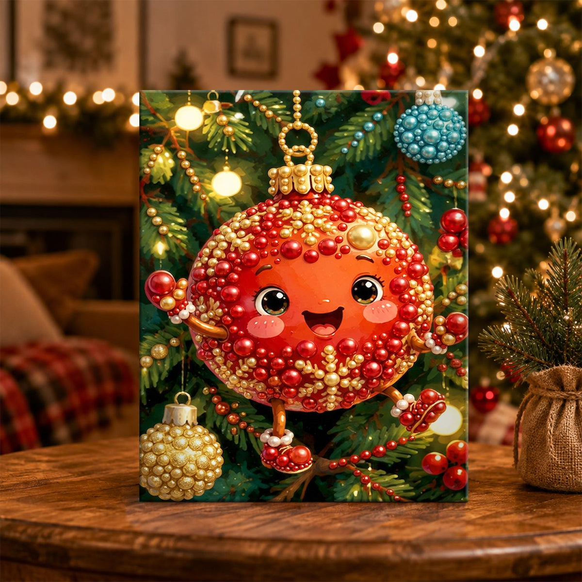 Smiling Red Bauble Buddy pearl painting – image 5