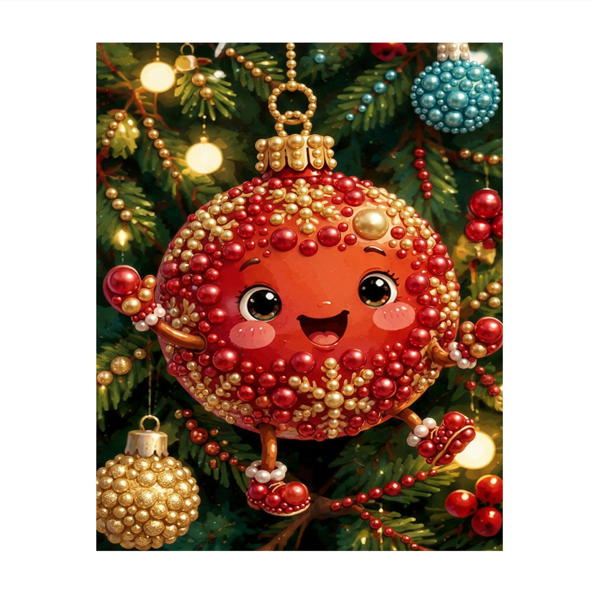 Smiling Red Bauble Buddy pearl painting – image 11