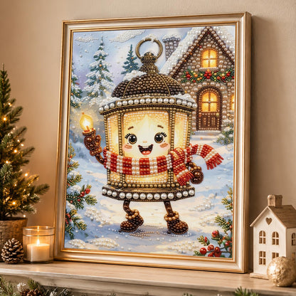 Cheery Lantern on a Snowy Stroll pearl painting – image 4