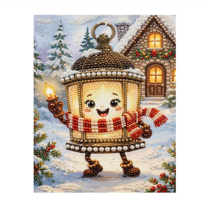 Cheery Lantern on a Snowy Stroll pearl painting – image 11