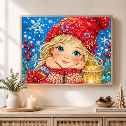 Blonde Girl with a Lantern Glow pearl painting – image 2