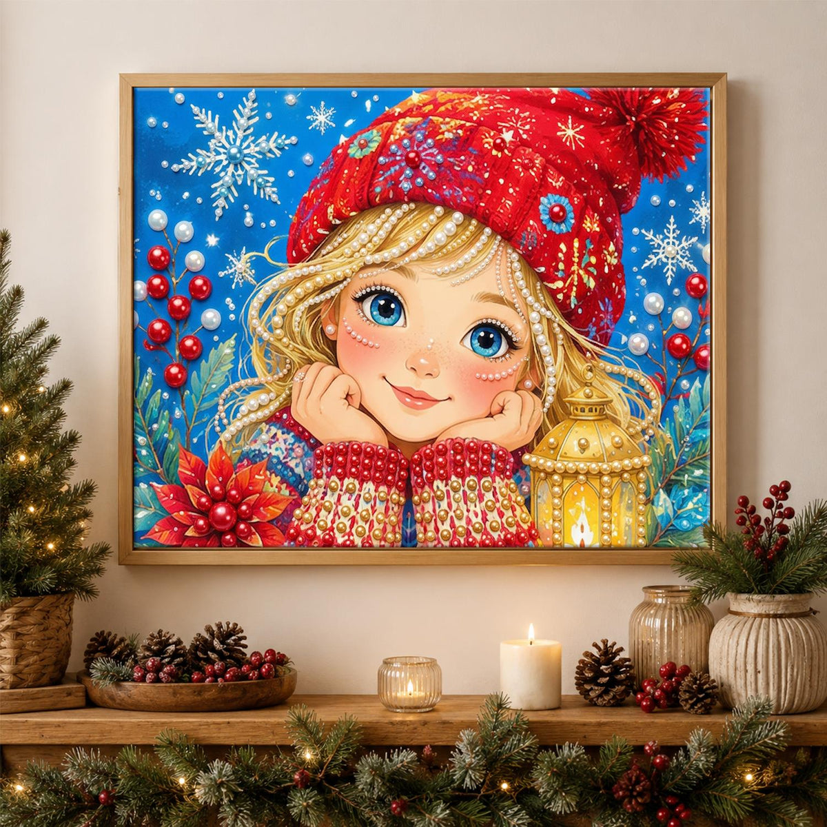 Blonde Girl with a Lantern Glow pearl painting – image 3