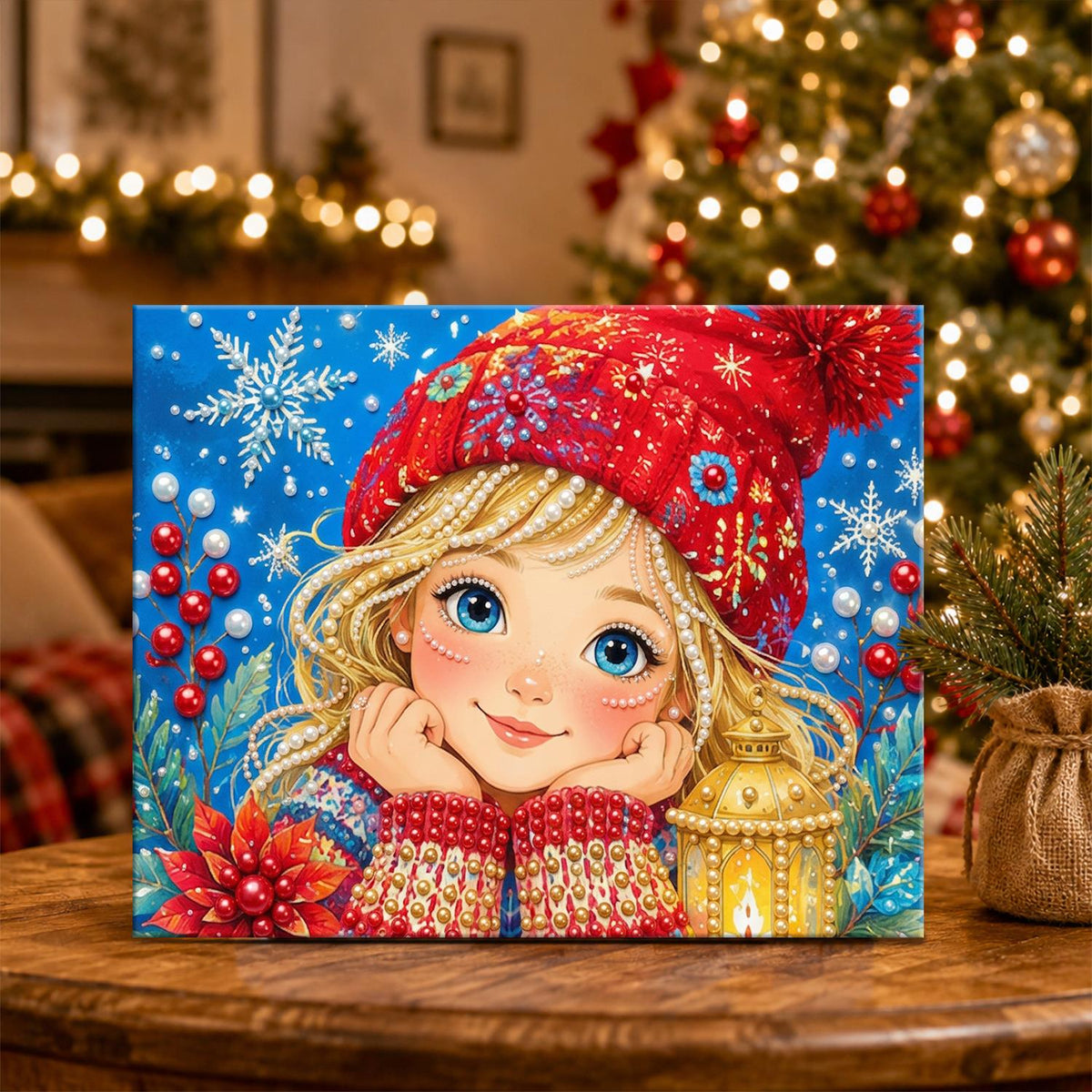 Blonde Girl with a Lantern Glow pearl painting – image 5