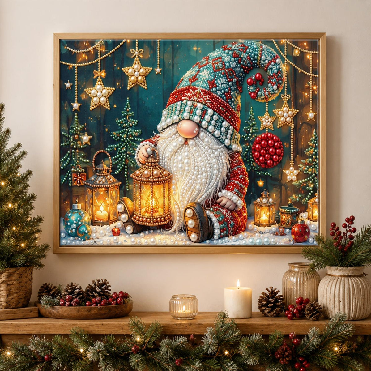 Gnome Among Lanterns and Stars pearl painting – image 3