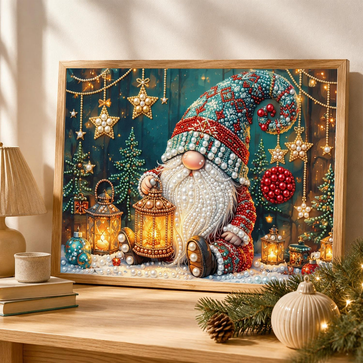 Gnome Among Lanterns and Stars pearl painting – image 4