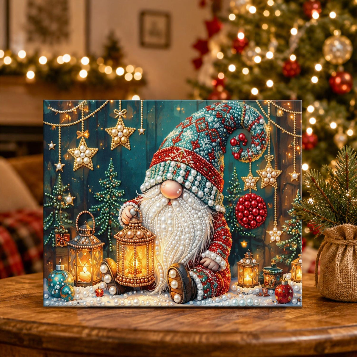 Gnome Among Lanterns and Stars pearl painting – image 5
