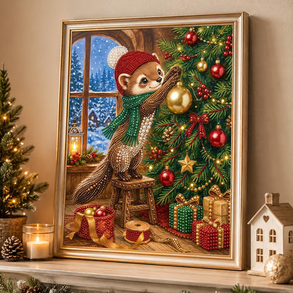 Weasel Decorating by the Window pearl painting – image 4