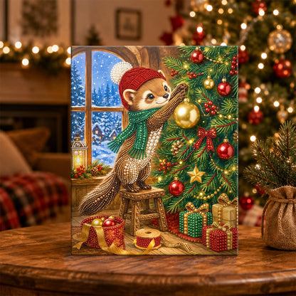 Weasel Decorating by the Window pearl painting – image 5