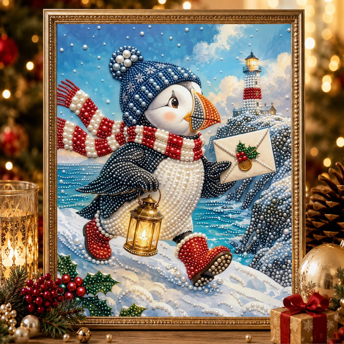 Puffin Delivering a Letter pearl painting – image 2