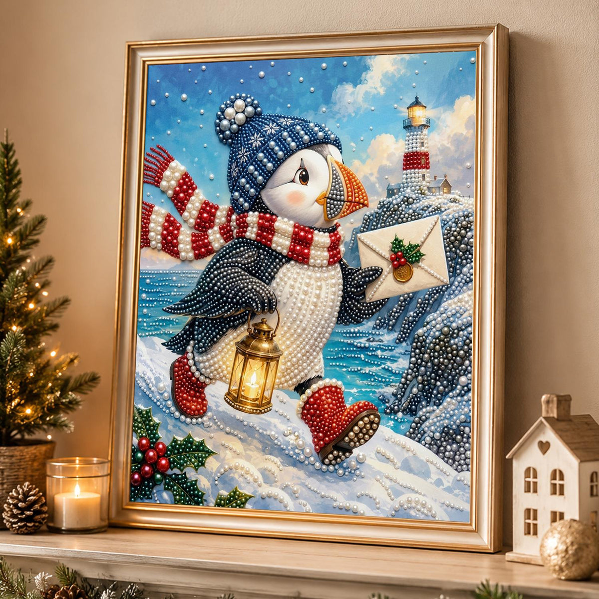 Puffin Delivering a Letter pearl painting – image 4