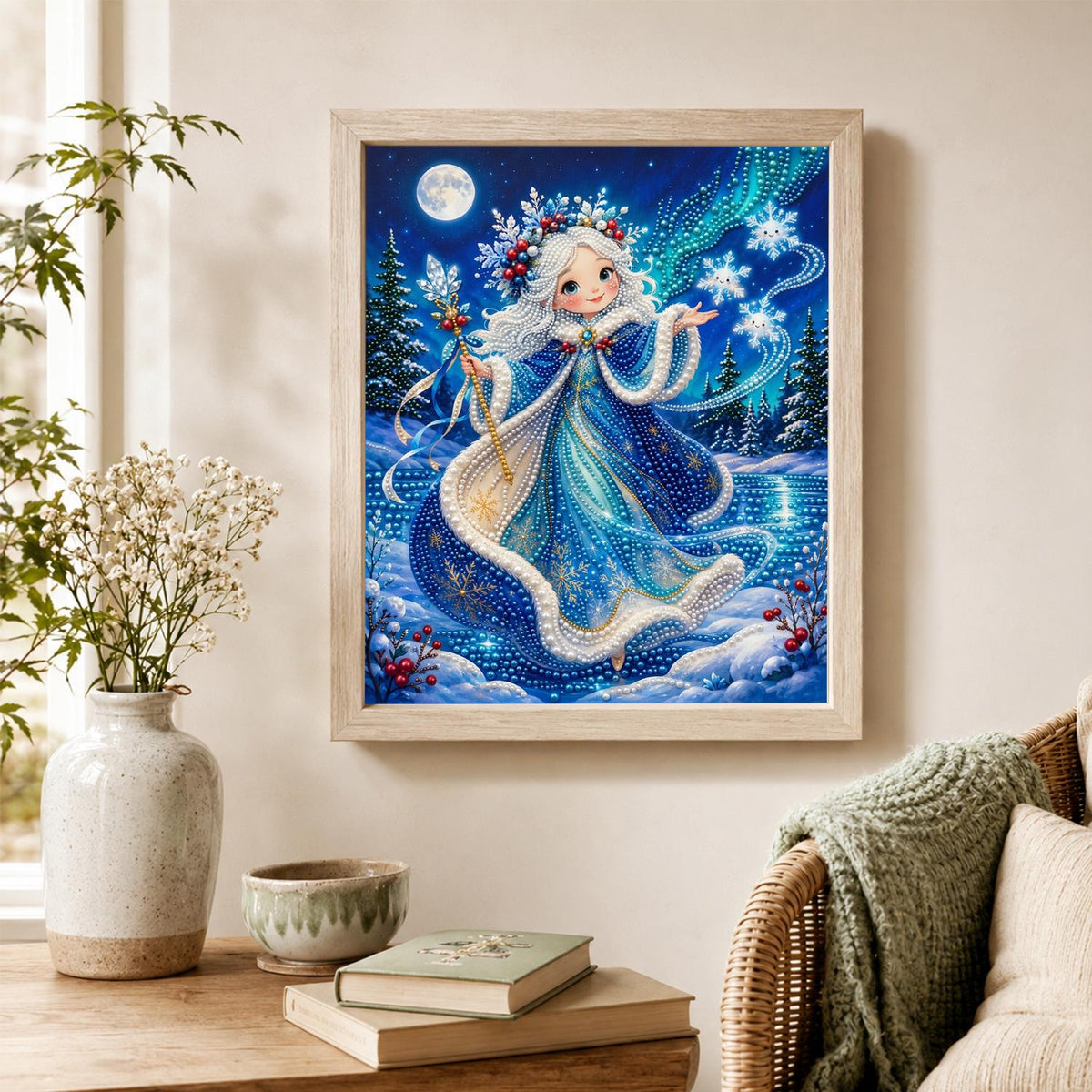 Snowflake Princess at Moonrise pearl painting – image 4