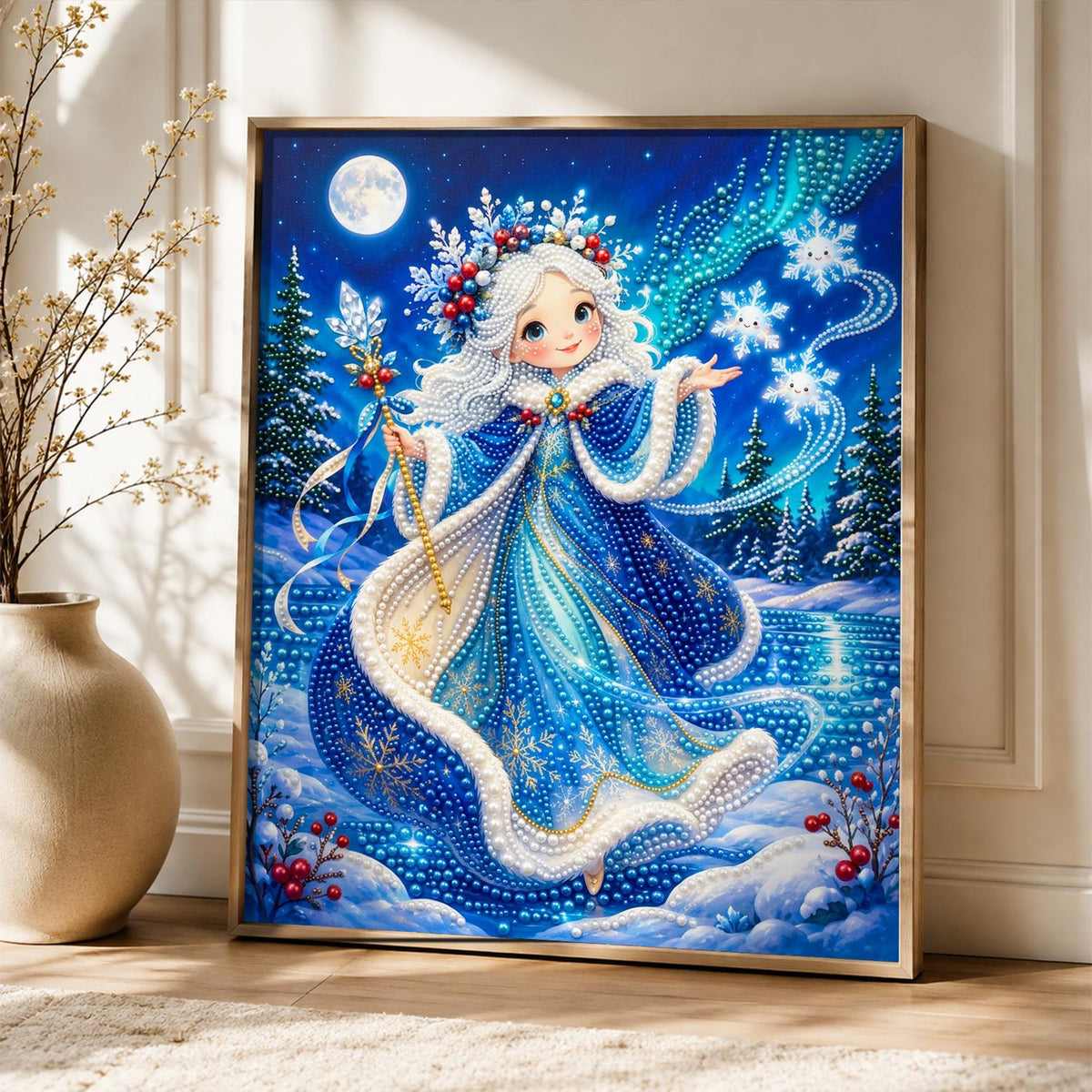 Snowflake Princess at Moonrise pearl painting – image 5