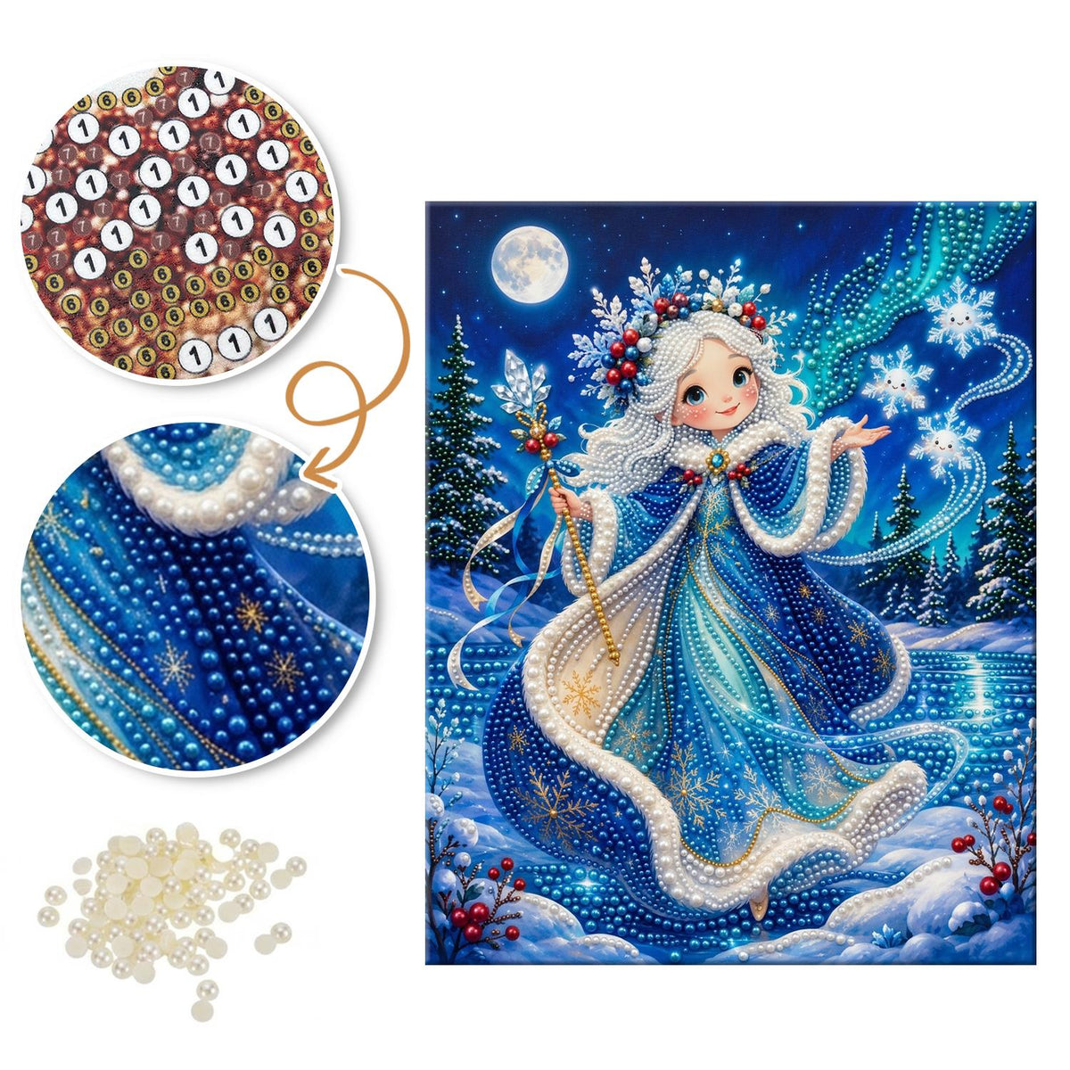 Snowflake Princess at Moonrise pearl painting – image 6