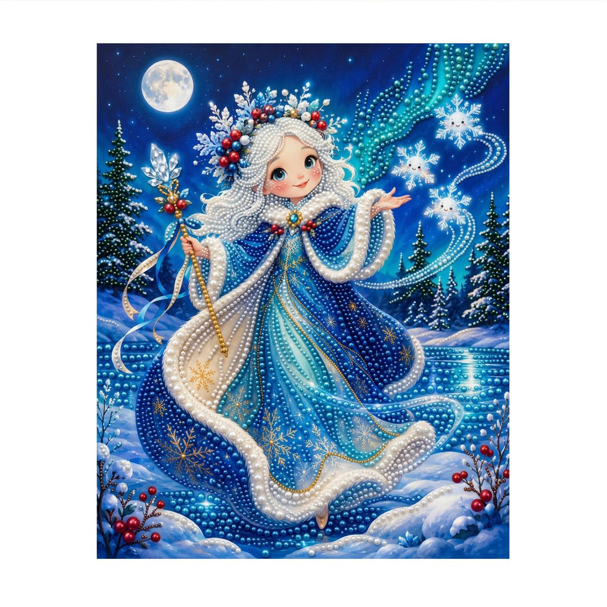 Snowflake Princess at Moonrise pearl painting – image 11