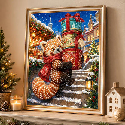 Red Panda on the Snowy Steps pearl painting – image 4