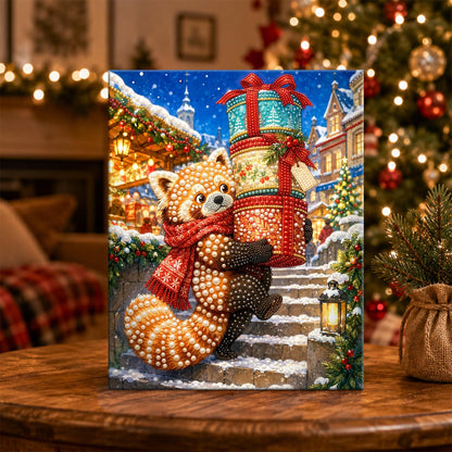 Red Panda on the Snowy Steps pearl painting – image 5