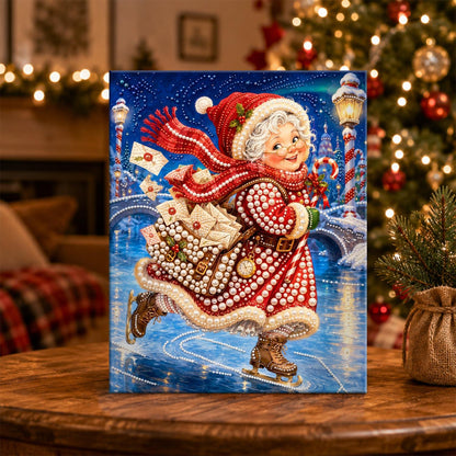 Mrs Claus Skating with Letters pearl painting – image 5