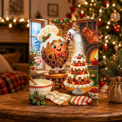 Gingerbread Chef Frosting a Cake pearl painting – image 5