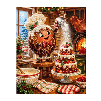 Gingerbread Chef Frosting a Cake pearl painting – image 11