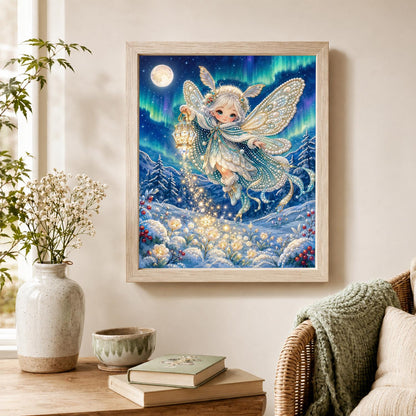 Lantern Fairy in the Snow pearl painting – image 4