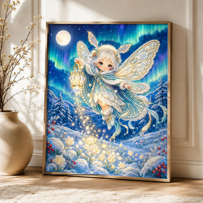 Lantern Fairy in the Snow pearl painting – image 5